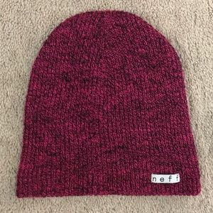 Pink and black neff beanie